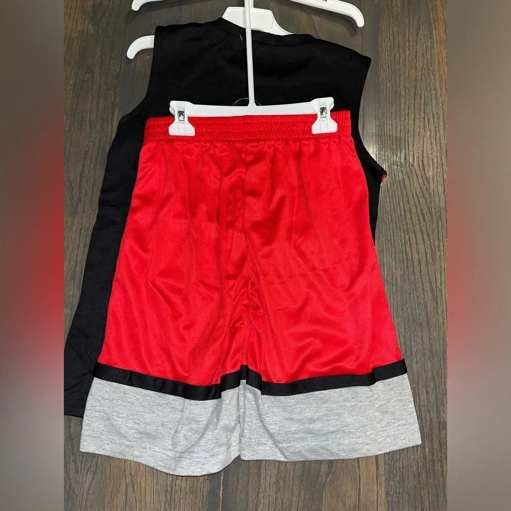 RBX Boys Athletic Tank Top and Shorts Set‎ Black Red Gray Basketball Outfit D35